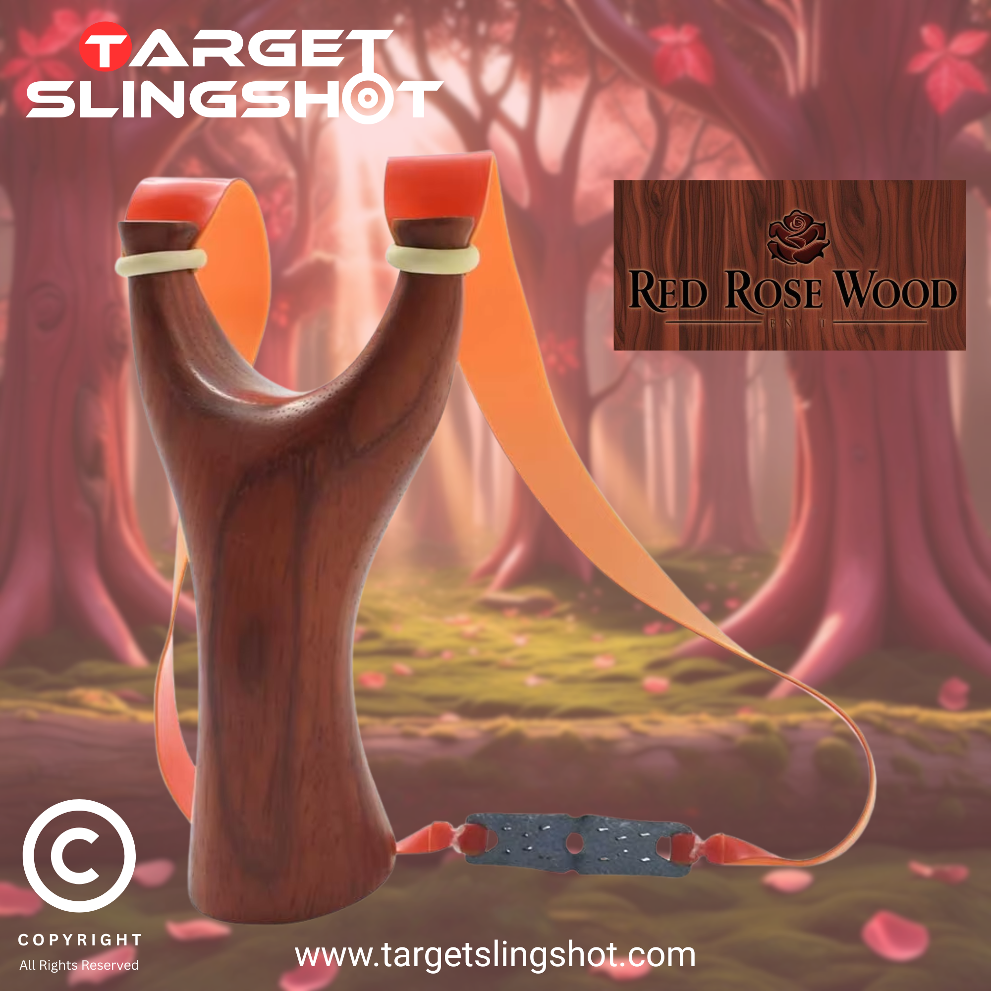 Red Rose Wood Light Luxury Wooden Slingshot