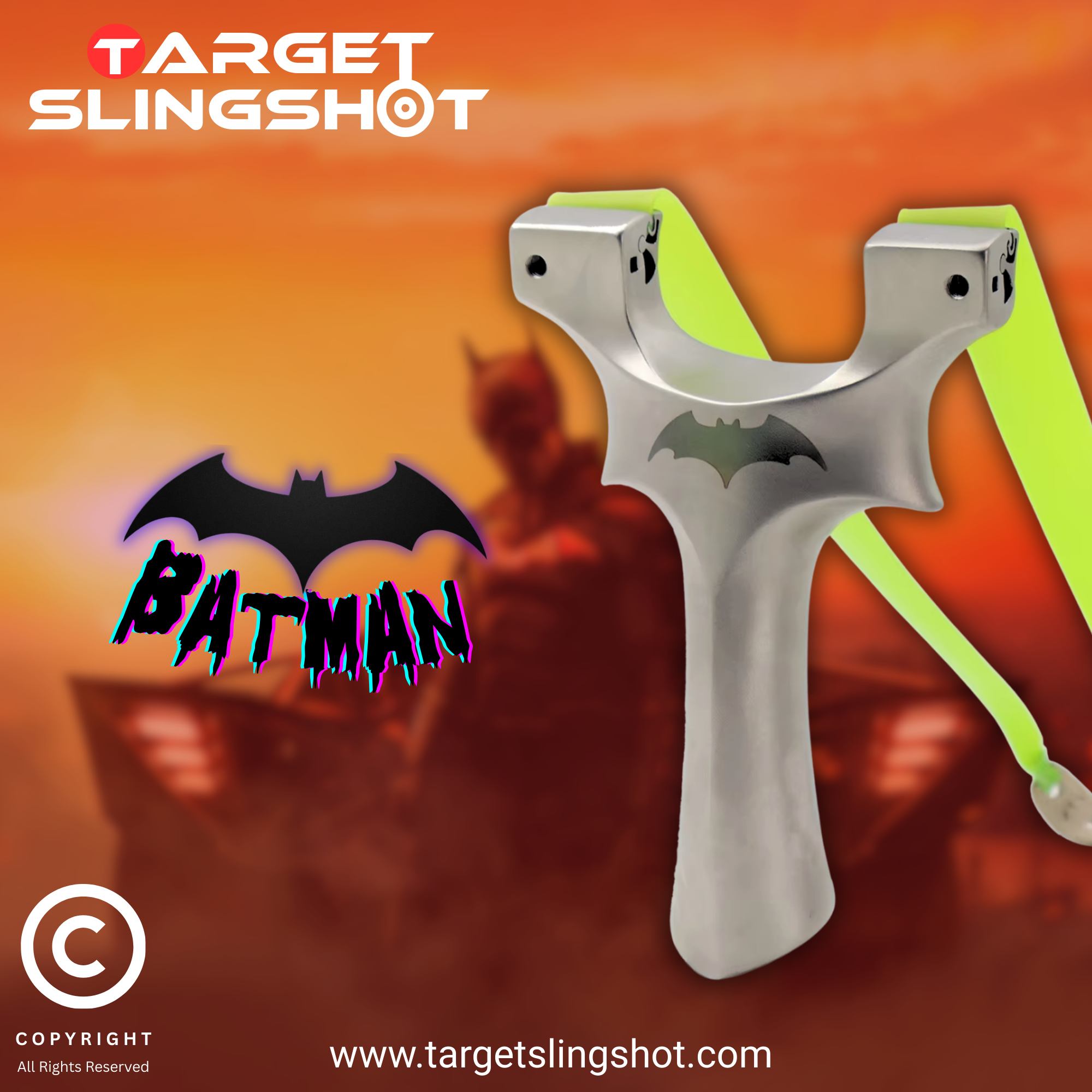 Batman Design Bright Stainless Steel Tie Free Slingshot