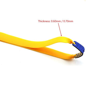 Gold 10 Pieces Slingshot Rubber 24cm length 0.60MM 0.70mm Mid Pull Long Pull Butterfly Slingshot Yellow Flat Rubber Band PIAOYU