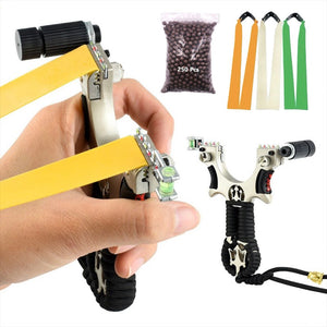 Tan Trident Alloy Slingshot Catapult with Laser Durable Outdoor Target Shooting Game Slingshot MARKSMAN