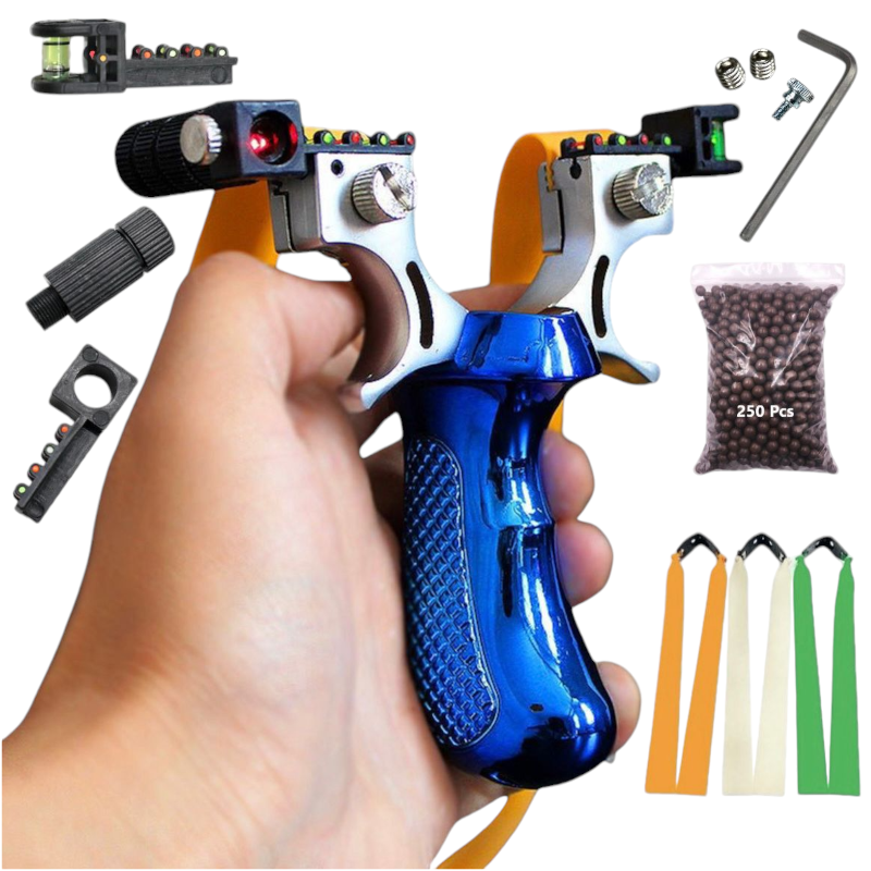 Gray New Professional Alloy Bow Head Resin Handled Slingshot SLINGSTER