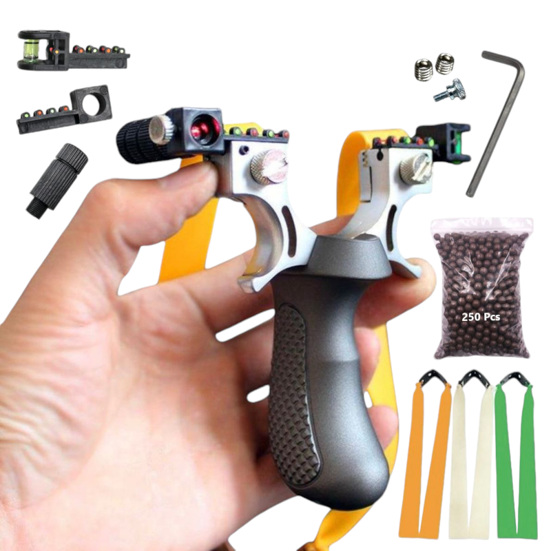 Light Gray New Professional Alloy Bow Head Resin Handled Slingshot SLINGSTER