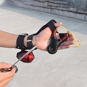 Gray Stainless Steel Red Wrap Left and Right Hand Fishing Slingshot Set Outdoor Fish Target Shooting MARKSMAN