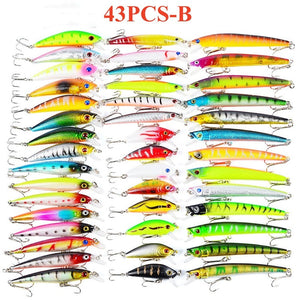 Beige Multicolor Treble Hooks Hard Crank Baits Set SNEDA