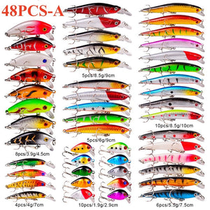 Light Gray Multicolor Treble Hooks Hard Crank Baits Set SNEDA