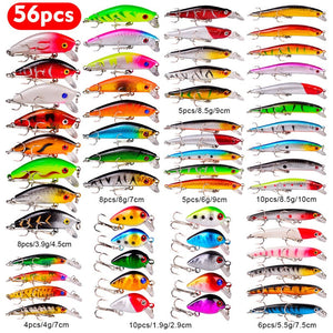 Light Gray Multicolor Treble Hooks Hard Crank Baits Set SNEDA