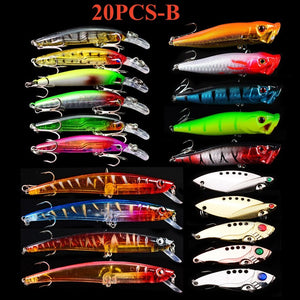 Black Multicolor Treble Hooks Hard Crank Baits Set SNEDA