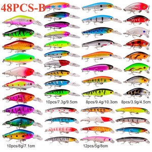 Light Gray Multicolor Treble Hooks Hard Crank Baits Set SNEDA