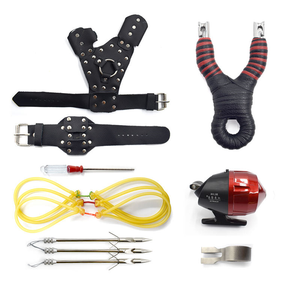 Dark Slate Gray Stainless Steel Red Wrap Left and Right Hand Fishing Slingshot Set Outdoor Fish Target Shooting MARKSMAN