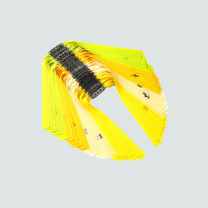 Flat latex slingshot band roll by PRECISE, vibrant multicolor, 2m length