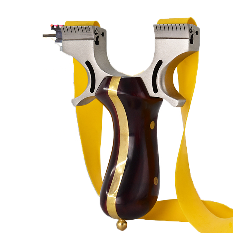 Tie Free Stainless Steel Slingshot with Cooper And Wooden Handle