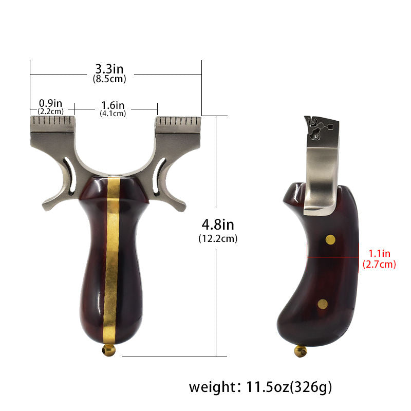 Tie Free Stainless Steel Slingshot with Cooper And Wooden Handle