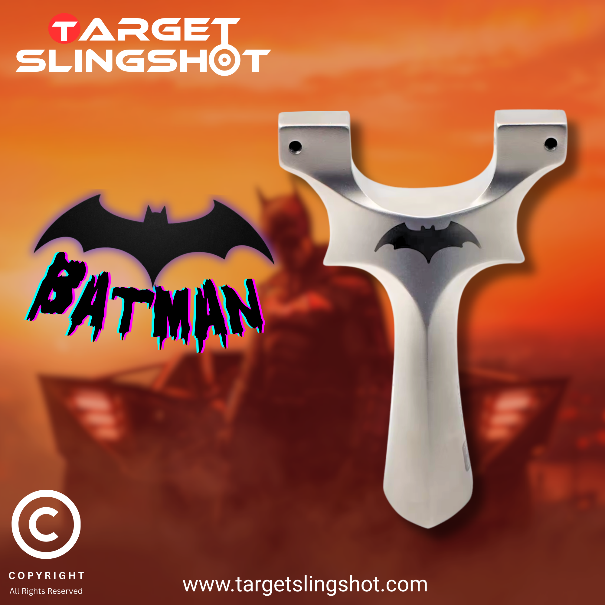 Batman Design Bright Stainless Steel Tie Free Slingshot