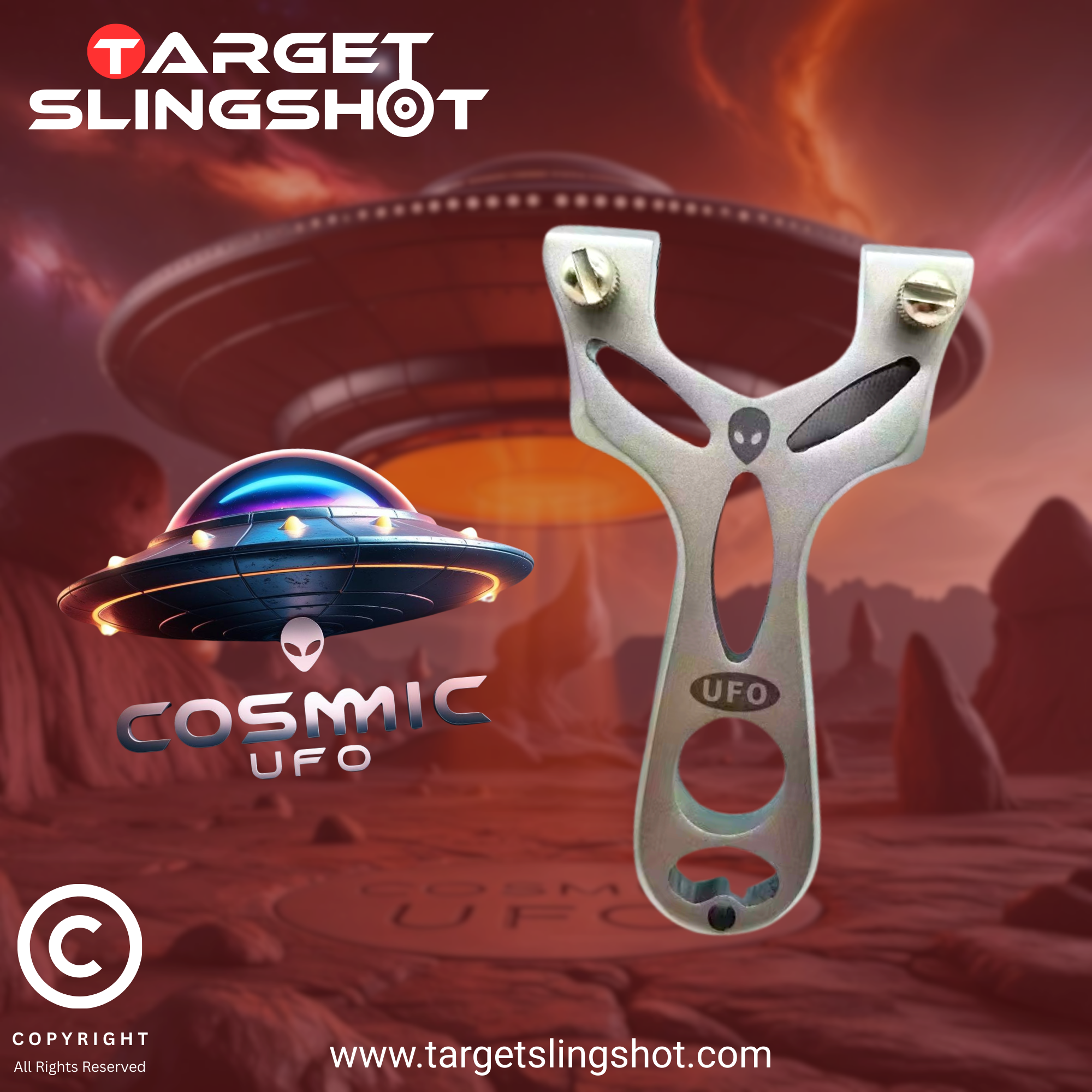 Cosmic UFO Alien Design Stainless Steel Slingshot