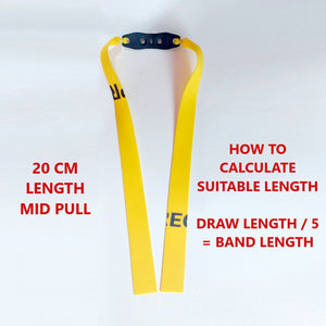 The high-quality flat latex of the replacement band being stretched to demonstrate its optimal stretch and durable material.INDIAN SLINGSHOT