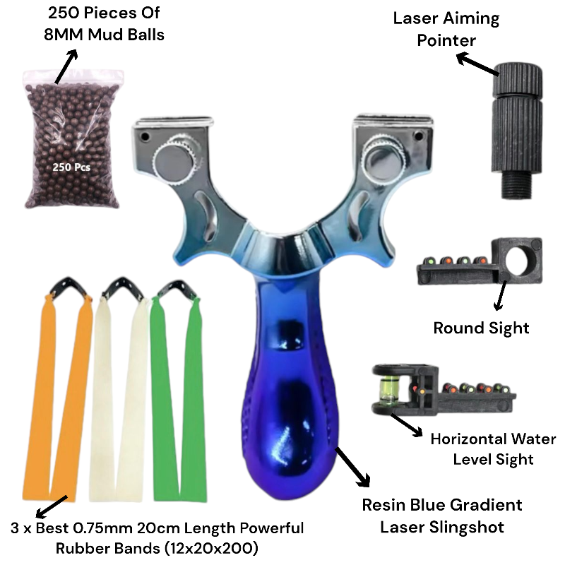 Dark Slate Gray Blue Gradient Precision Shooting Powerful Resin Outdoor Target Shooting Slingshot SLINGSTER