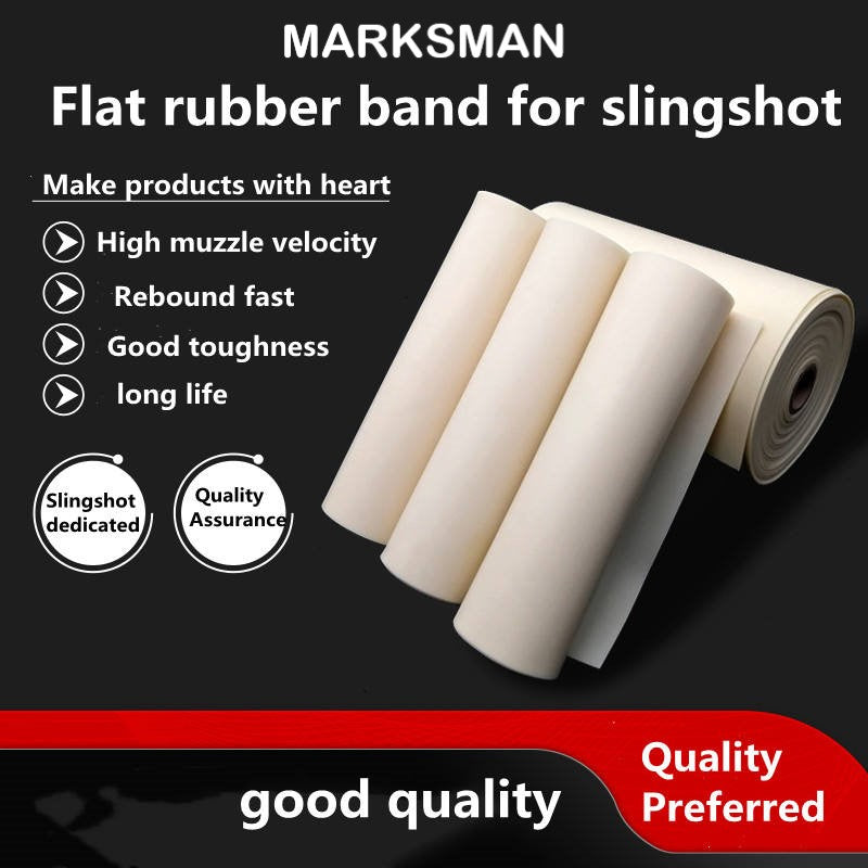The flat latex band held up against a bright background to highlight the quality and consistency of the durable material.