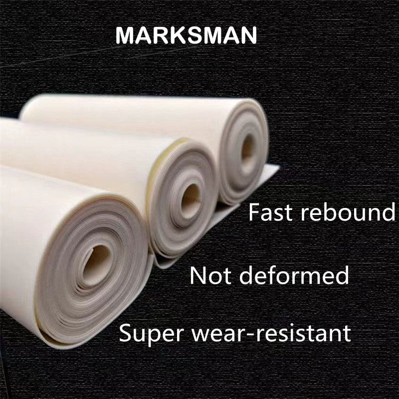 An infographic detailing the key features: high-quality flat latex, versatile ball size support, and steady pull.