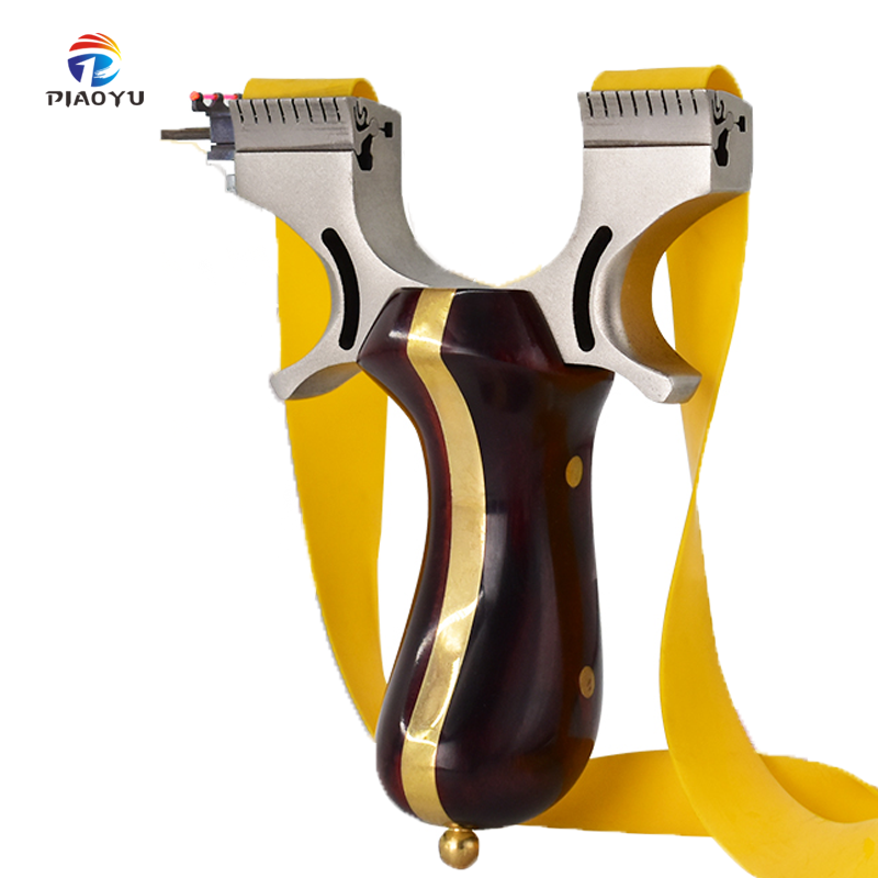Tie Free Stainless Steel Slingshot with Cooper And Wooden Handle