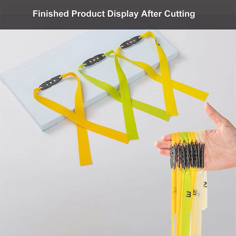 A collection of three 20CM Slingshot Replacement bands, fanned out to show their identical size and quality.

